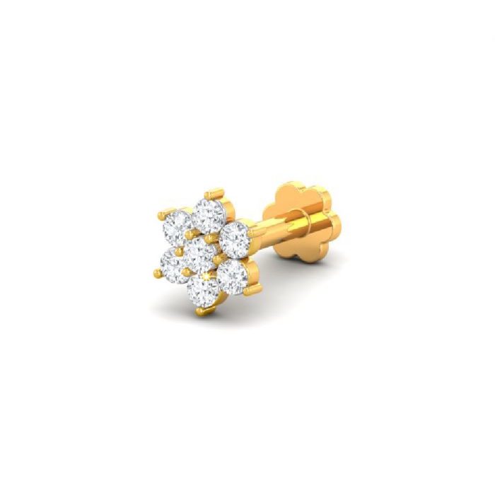 18k gold  diamond cut nosepin with 1 year color guarantee, Diamond cut ring free - Image 3