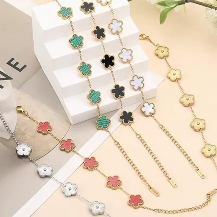 18K Gold Plated Clover Adjustable Bracelet - Image 5