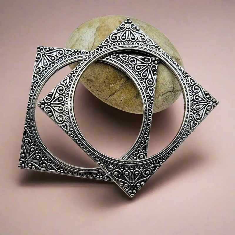 Silver Oxidised Square Bangles