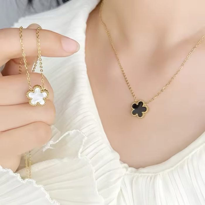 18k gold polished stainless steel necklace and earrings set - Image 3