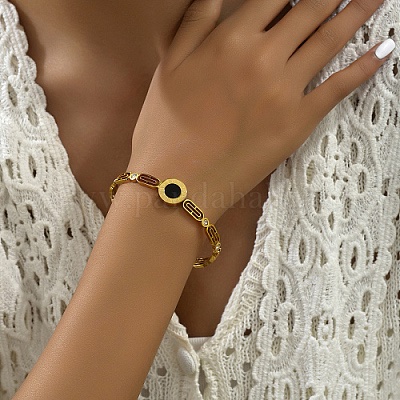 Real 18K Gold Plated Titanium Stainless Steel Bracelet
