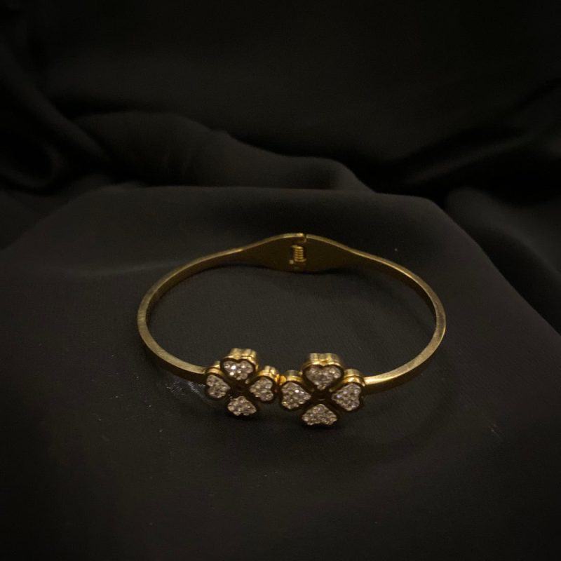 DOUBLE CLOVER 18k GOLD TITANIUM STAINLESS STEEL BRACELET