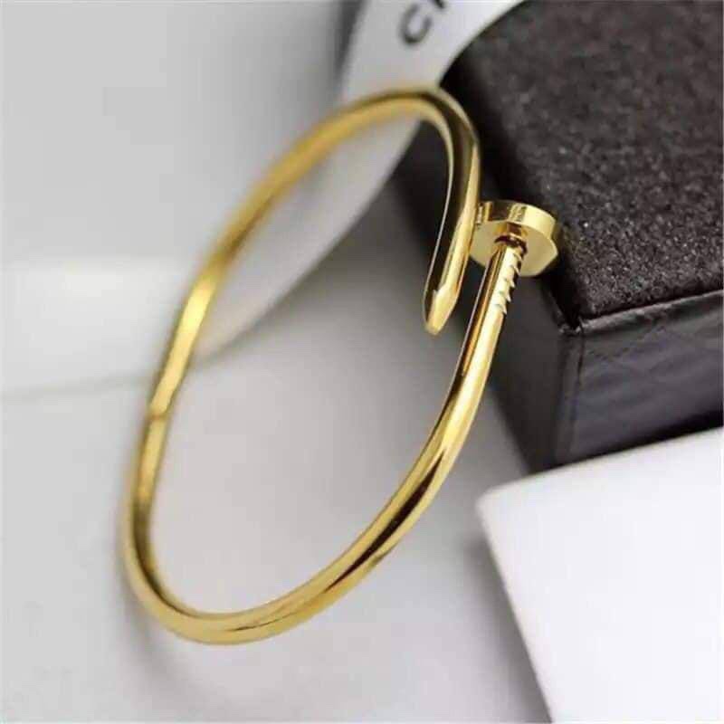 Titanium stainless steel 18k gold polished cuff bracelet with 1year + color guarantee