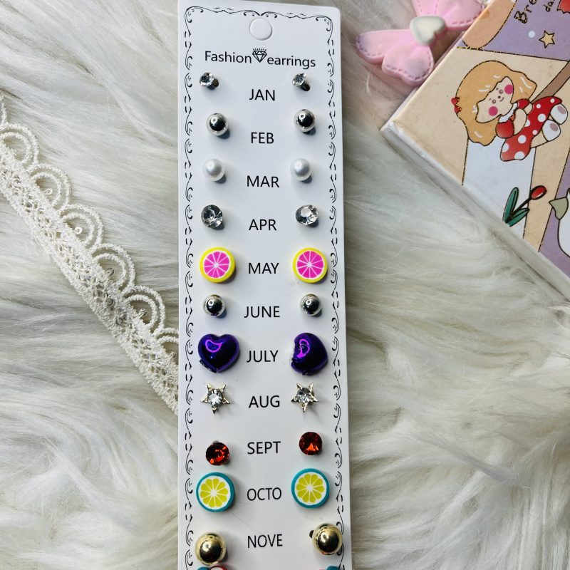12 pair stylish earrings set