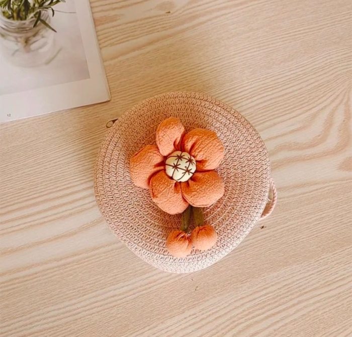 Floral round imported shoulder bag for travel