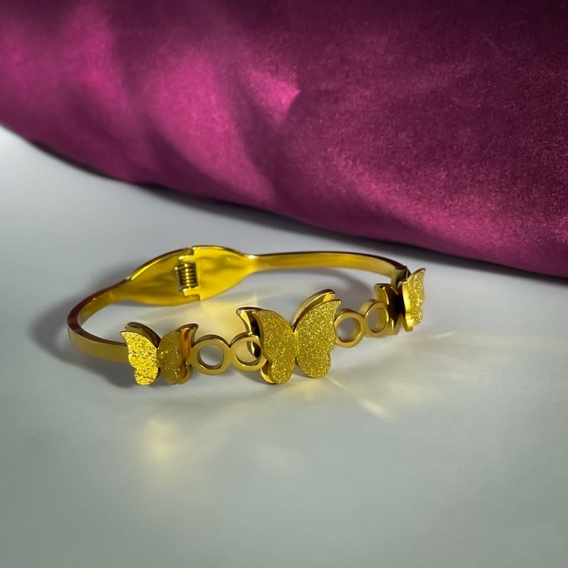 Titanium butterfly bracelet 18k gokd polished