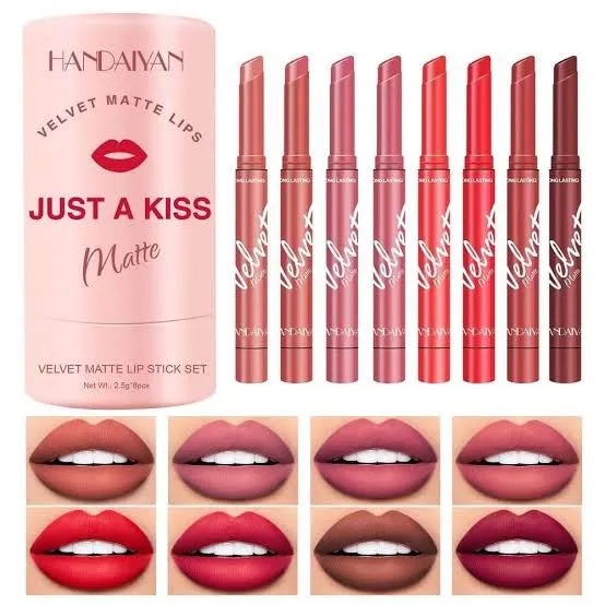 HANDAIYAN 8pcs lipstick set moisturizing brightening velvet matte lip stick set