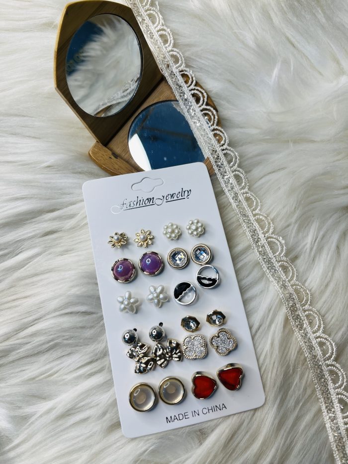 12 pairs earrings combo set