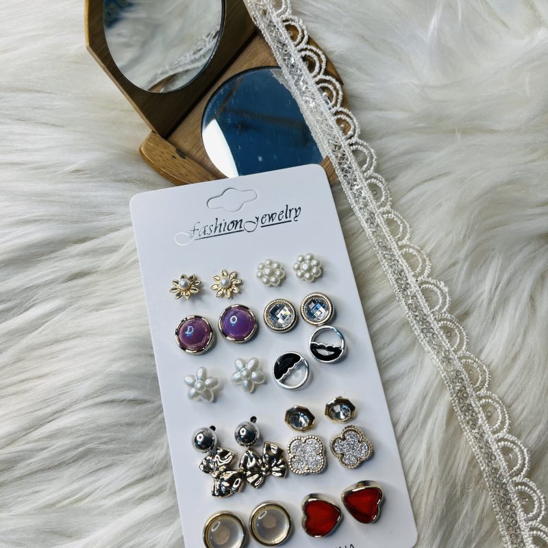 12 pairs earrings combo set