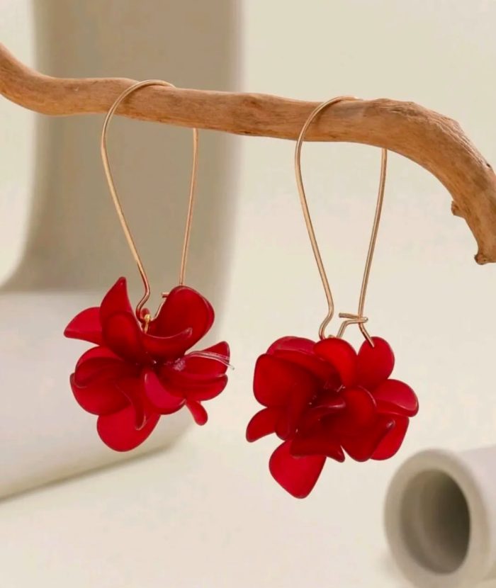 Blue  Frosted Flower Drop Earrings - Image 3