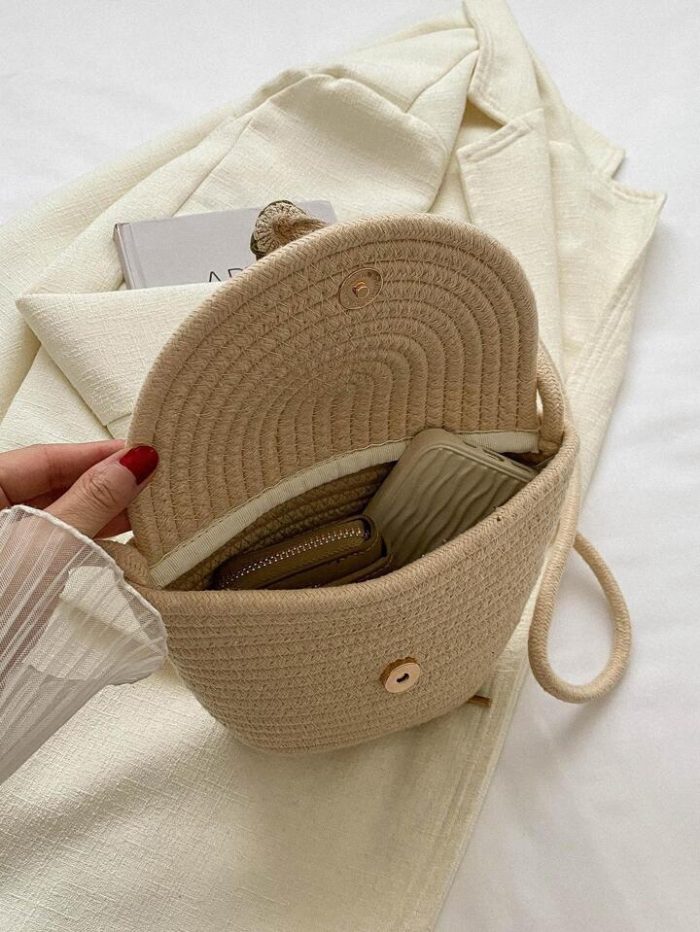 Flower Decor Crochet Bag Flap Crossbody Bag For Vacation - Image 6
