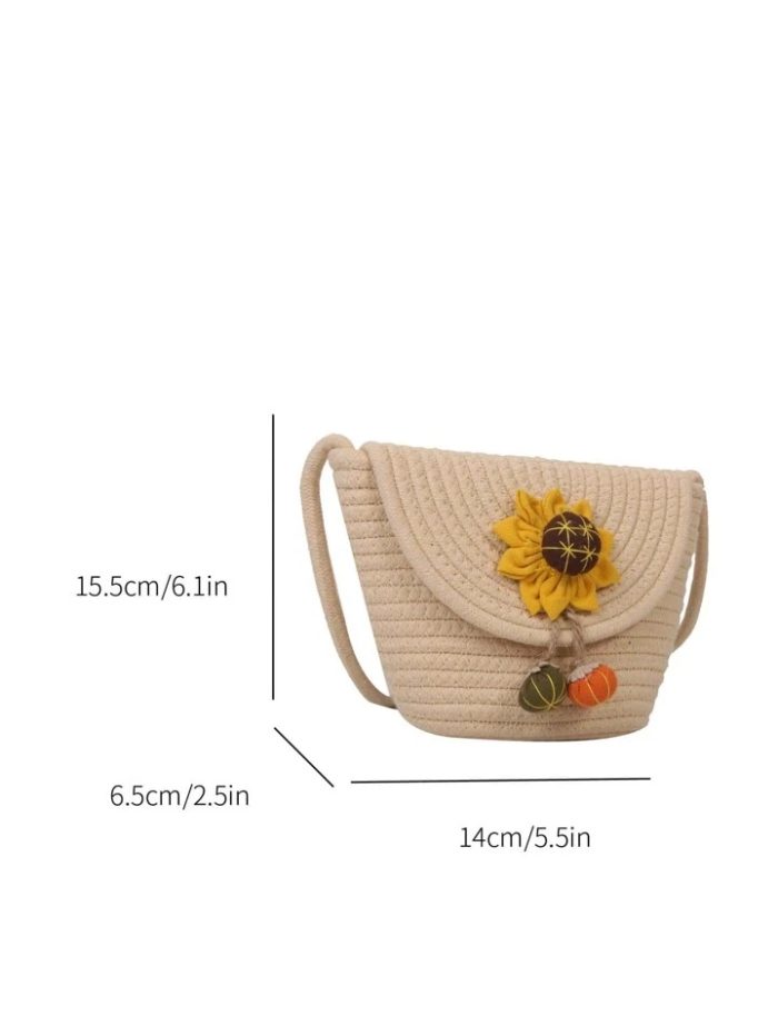 Flower Decor Crochet Bag Flap Crossbody Bag For Vacation - Image 7