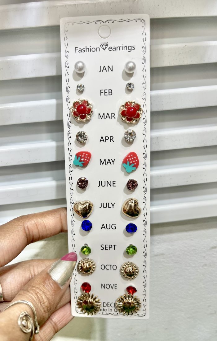 12 pairs multi colour earrings set