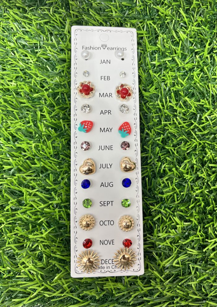 12 pairs multi colour earrings set - Image 2