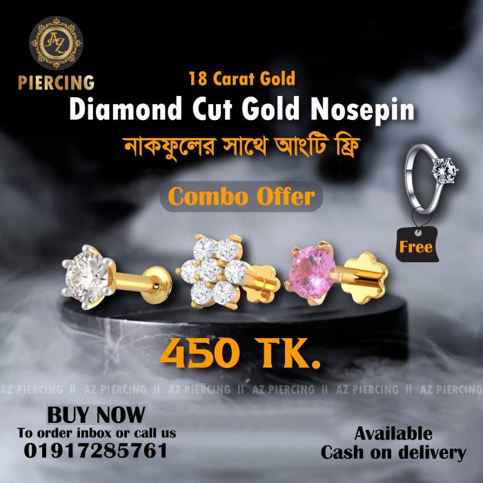 1 white stone, 1 pink stone and 7 stone nosepin combo. Boishakhi dhamaka offer !