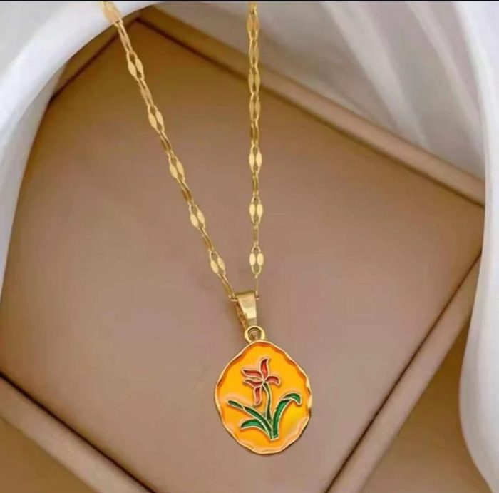 Korean beauty pendant with titanium stainless steel chain