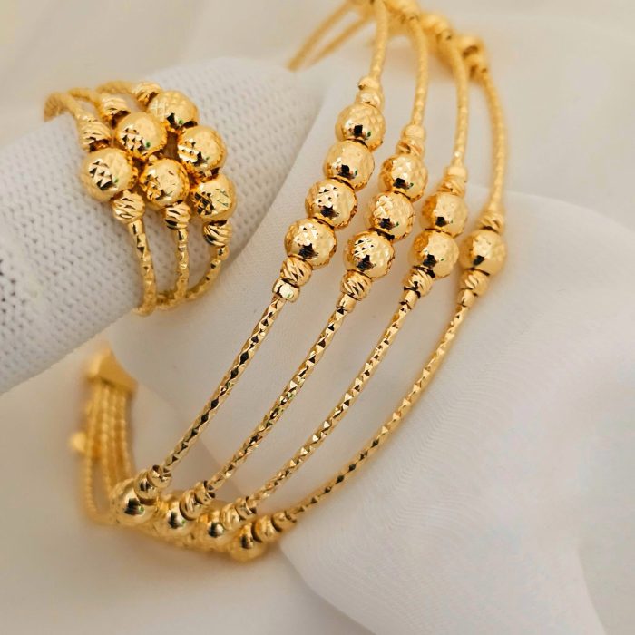 Bangles & ring combo set 24k dubai gold polished