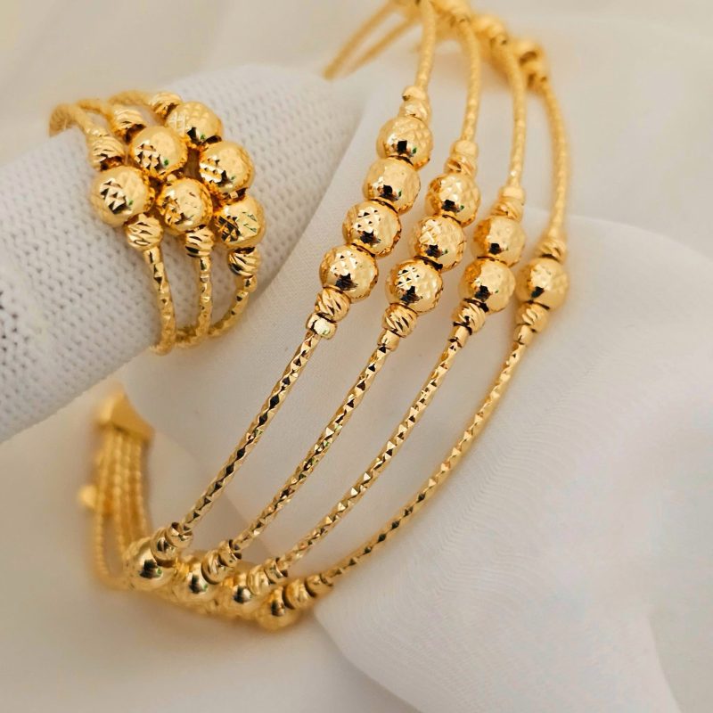 Bangles & ring combo set 24k dubai gold polished