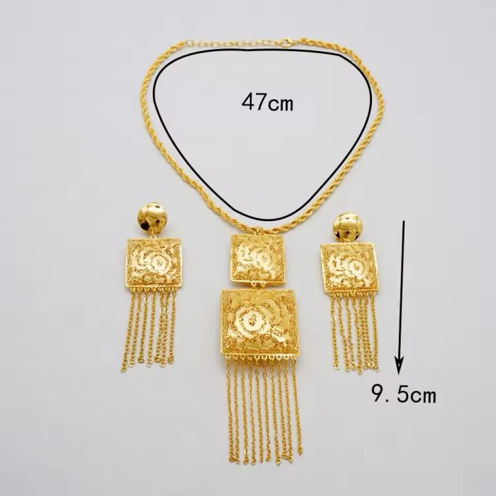 Dubai 24k gold bridal necklace set . - Image 5