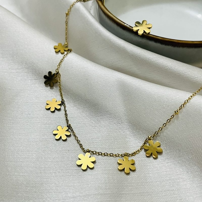 Titanium 22k gold polished imported pendant set with 6 months color guarantee.
