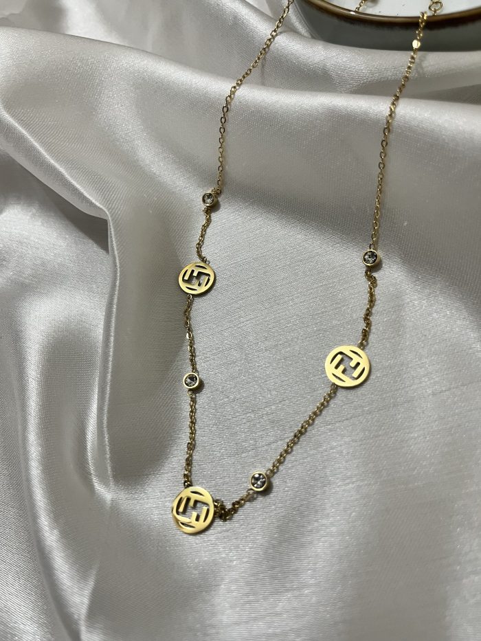 Titanium 22k gold polished stainless steel imported pendant with chain . 6 months + Color guaranteed - Image 2