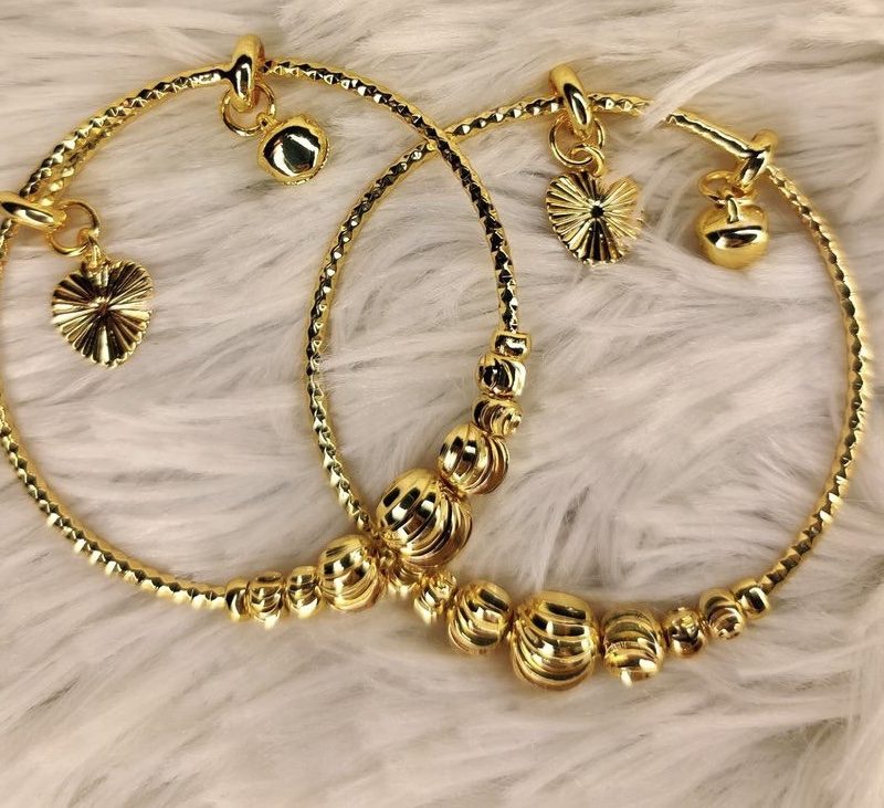 Two pcs Cute baby party bangles for girls . Orginal gold plated with color guarantee